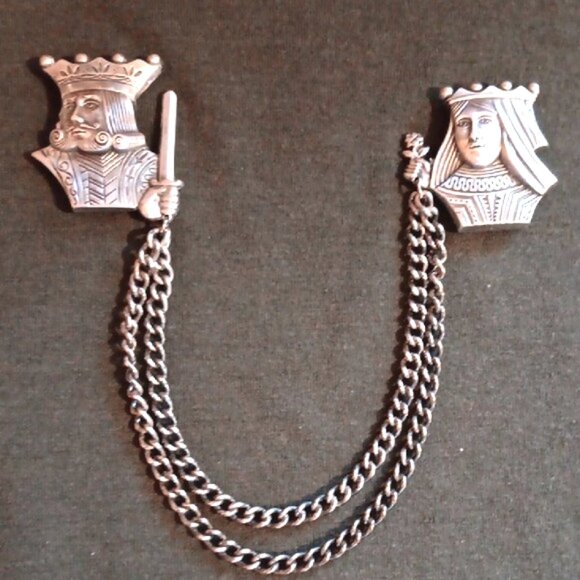 VTG STERLING SILVER P CORO ALICE IN WONDERLAND CHATELAINE DOUBLE BROOCH - Picture 1 of 8